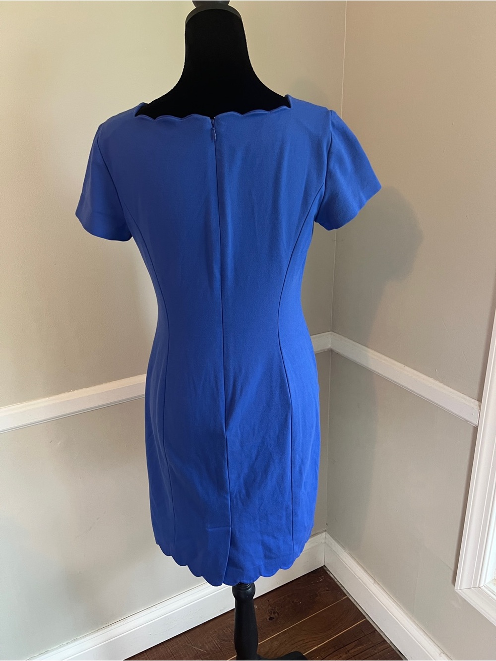Talbots Royal Blue Scallop Neck Mini Dress - Picture 4 of 8